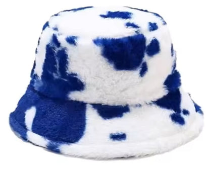 Fluffy Cow Print Bucket Hats