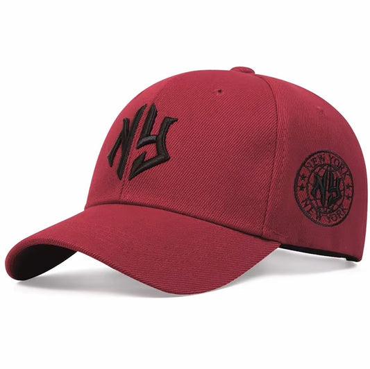 New Style New York Baseball Cap Burgundy Black